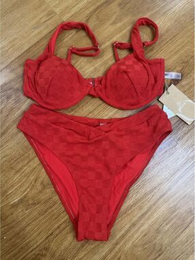 Berlook- Small Red Checkered Bikini/Swimsuit